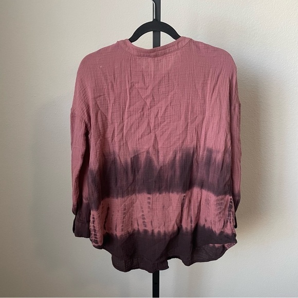 J. Jill Pure Jill Tie-Dyed Double-Cloth Tunic Top Gauzy Button Up Size Pettie S - Picture 2 of 5